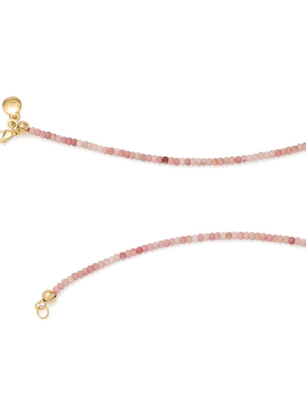 Gold Spiral Pendant Necklace with Pink Beaded Chain - Women’s Fashion Jewelry - Picture 4 of 4